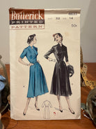 Butterick Sewing Pattern #6633 — Mandarin Collar Dress with Pleated Skirt, Size 14, Bust 32, Vintage 1953 - Boho Fabrics - Sewing Patterns