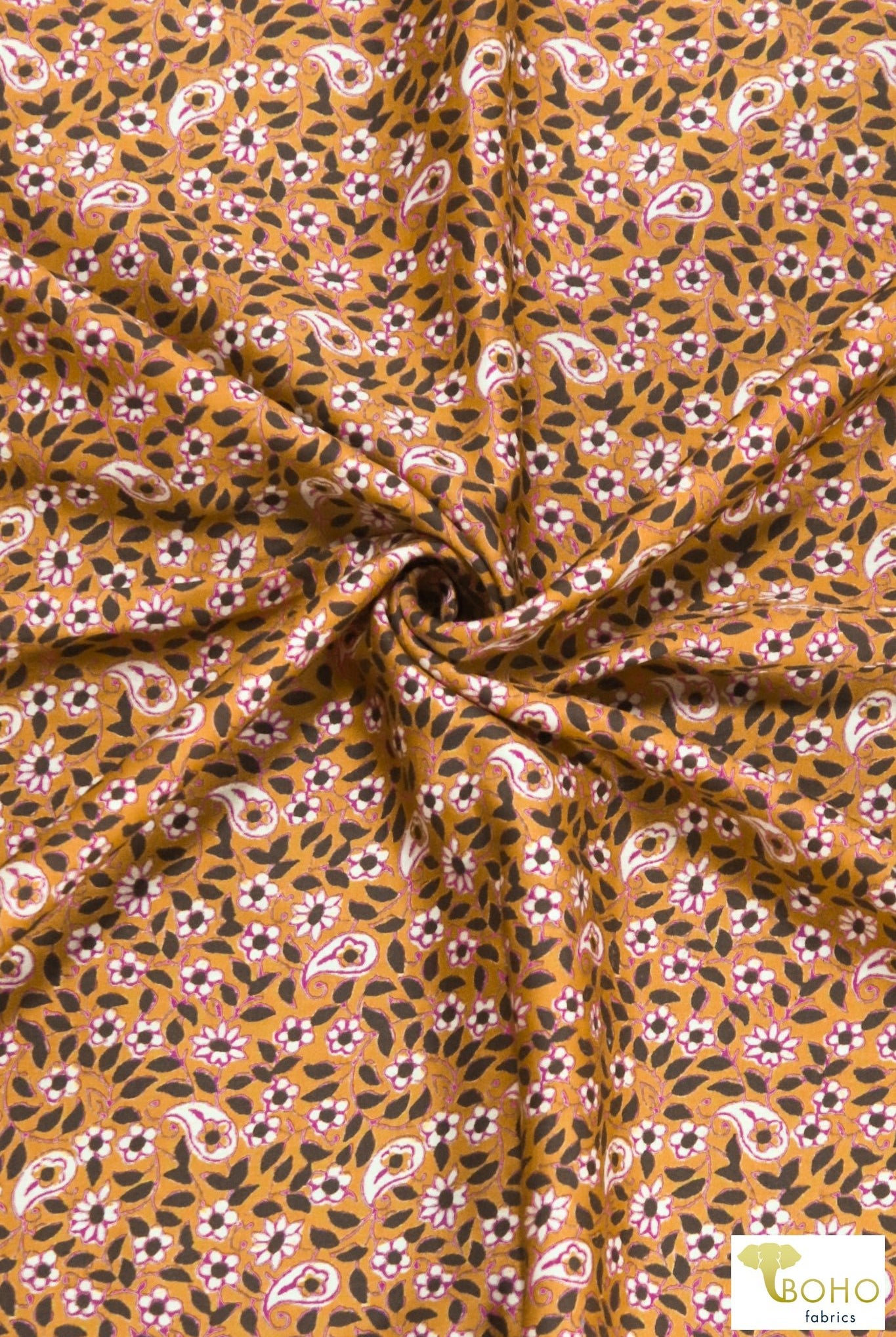 Butternut Paisley, Cotton/Silk Woven Lawn - Boho Fabrics