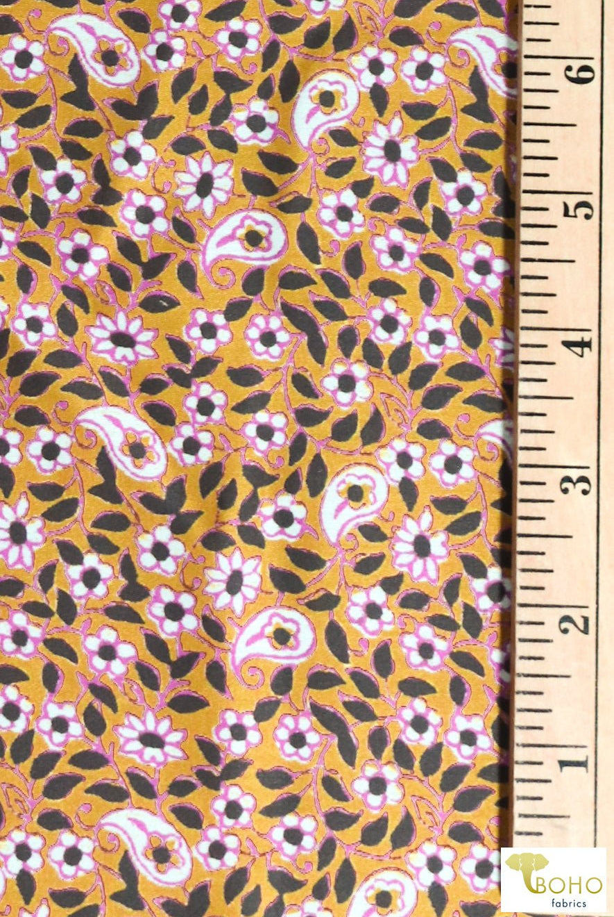 Butternut Paisley, Cotton/Silk Woven Lawn - Boho Fabrics