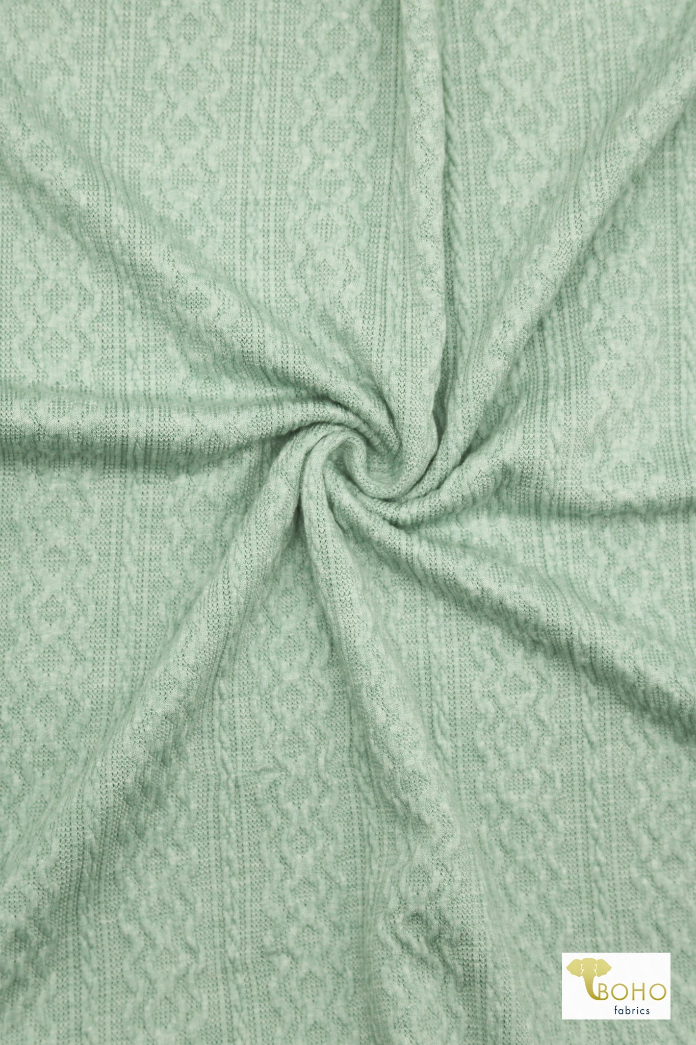 Cable Sweater Knit Fabric in Mint - Boho Fabrics - Sweater Solids, Knit Fabric