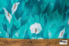 Calla Lillies on Turquoise, Vintage Woven Fabric. SOLD AS 1.5 YARD PIECE - Boho Fabrics - Vintage Fabric