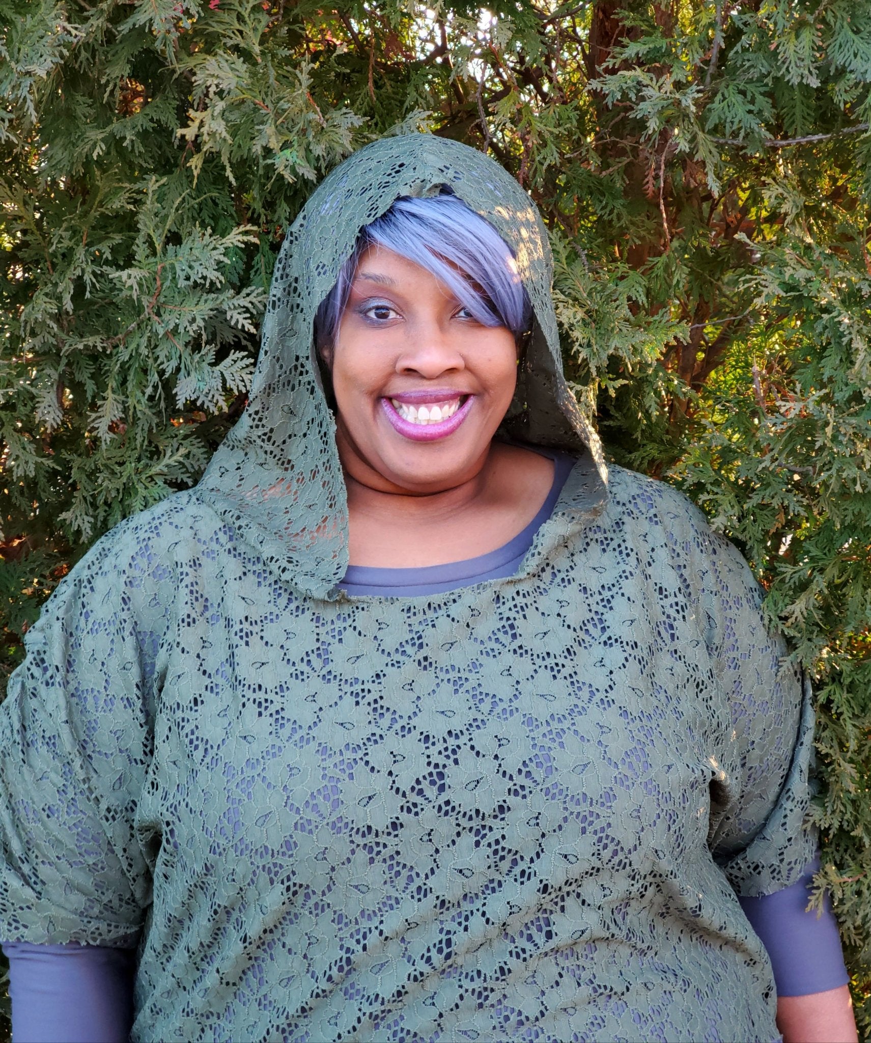 Camouflage Florals in Olive Green. Stretch Lace. SL-115. - Boho Fabrics