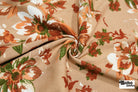 Canyon Garden in Sand. Rayon Slub Stretch Woven Fabric - Linen Look. - Boho Fabrics - Stretch Woven Fabric