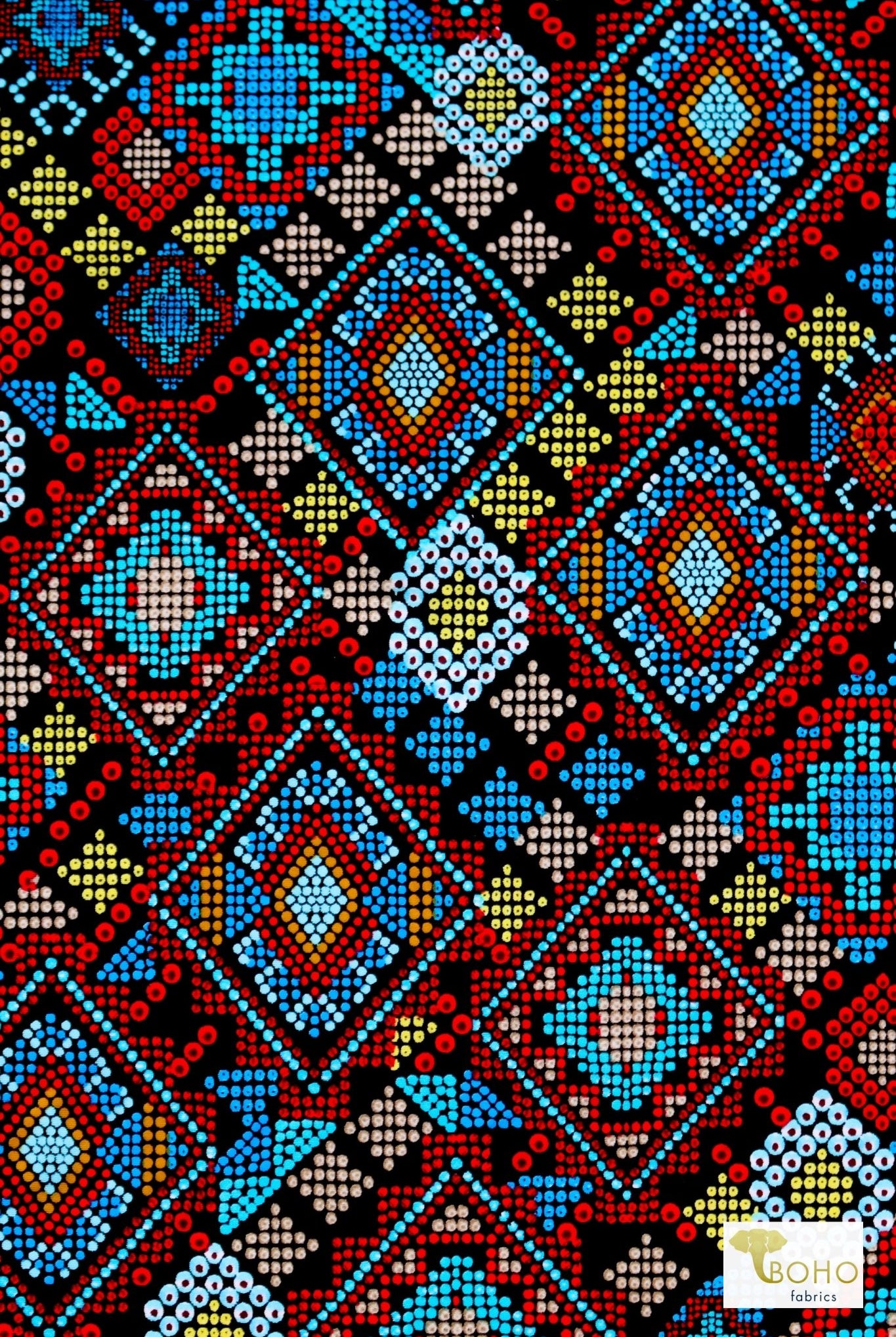 Carnival Mosaic, Swim/Athletic Knit Fabric - Boho Fabrics - Swim Knit, Printed Fabric