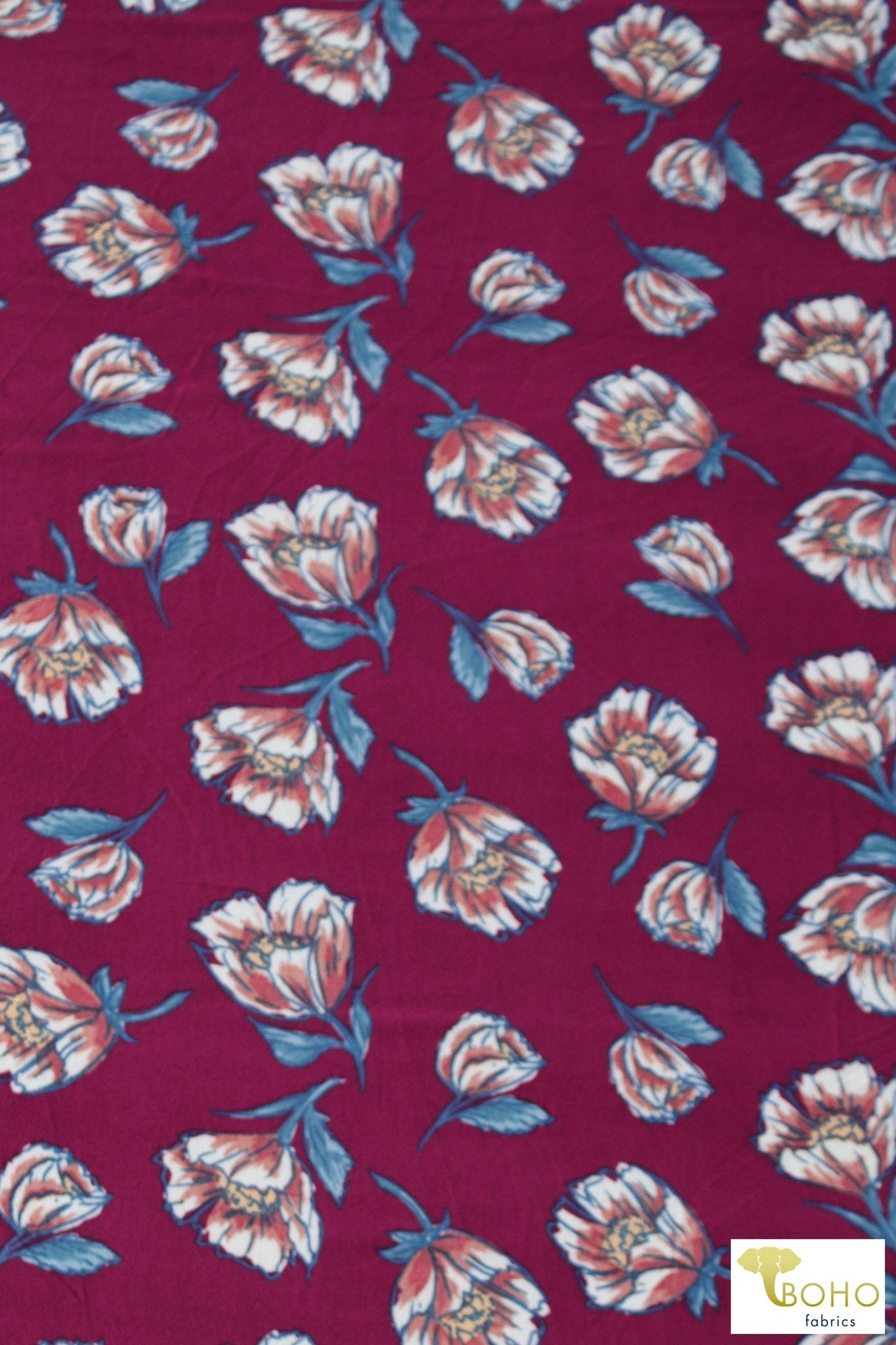 Cascade Blooms on Sangria, DBP. BPP-313 - Boho Fabrics