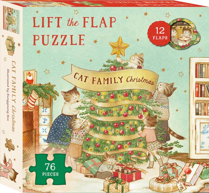 Cat Family Christmas Lift-the-flap Jigsaw Puzzle - Boho Fabrics - Puzzles
