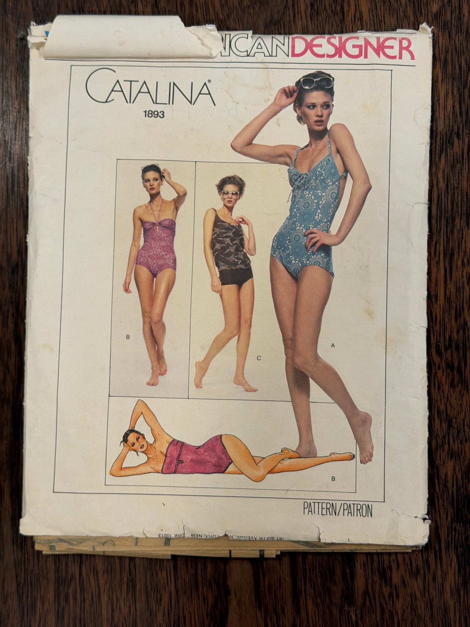 Catalina | Vogue American Designer Sewing Pattern #1893 — One-Piece & Two-Piece Swimsuits, Size 12, Vintage 1979 - Boho Fabrics - Sewing Patterns