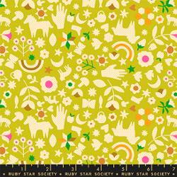 Catnap in Pistachio by Alexia Abegg for Ruby Star Society – 100% Cotton Fabric – RS4131 11 - Boho Fabrics - Quilting Cotton, Woven