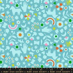 Catnap in Turquoise by Alexia Abegg for Ruby Star Society – 100% Cotton Fabric – RS4131 15 - Boho Fabrics - Quilting Cotton, Woven