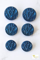 Cerulean Blue Art Nouveau Florals, Shank Buttons. Available in 15mm, 18mm, 20mm, 25.5mm - Boho Fabrics