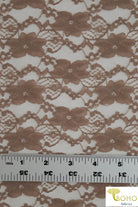 "Chain Flowers" in Brown. Stretch Lace. SL-109-BRWN. - Boho Fabrics