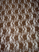 Chain Flowers in Dark Brown. Stretch Lace. SL - 109 - BRWNDK. - Boho Fabrics - Stretch Lace Fabric