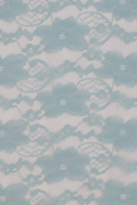 "Chain Flowers" in Light Blue. Stretch Lace. SL-109-BLU. - Boho Fabrics