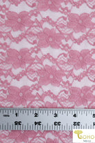 "Chain Flowers" in Rose. Stretch Lace. SL-109-RSE. - Boho Fabrics