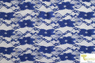 "Chain Flowers" in Royal Blue. Stretch Lace. SL-109-RYLB. - Boho Fabrics