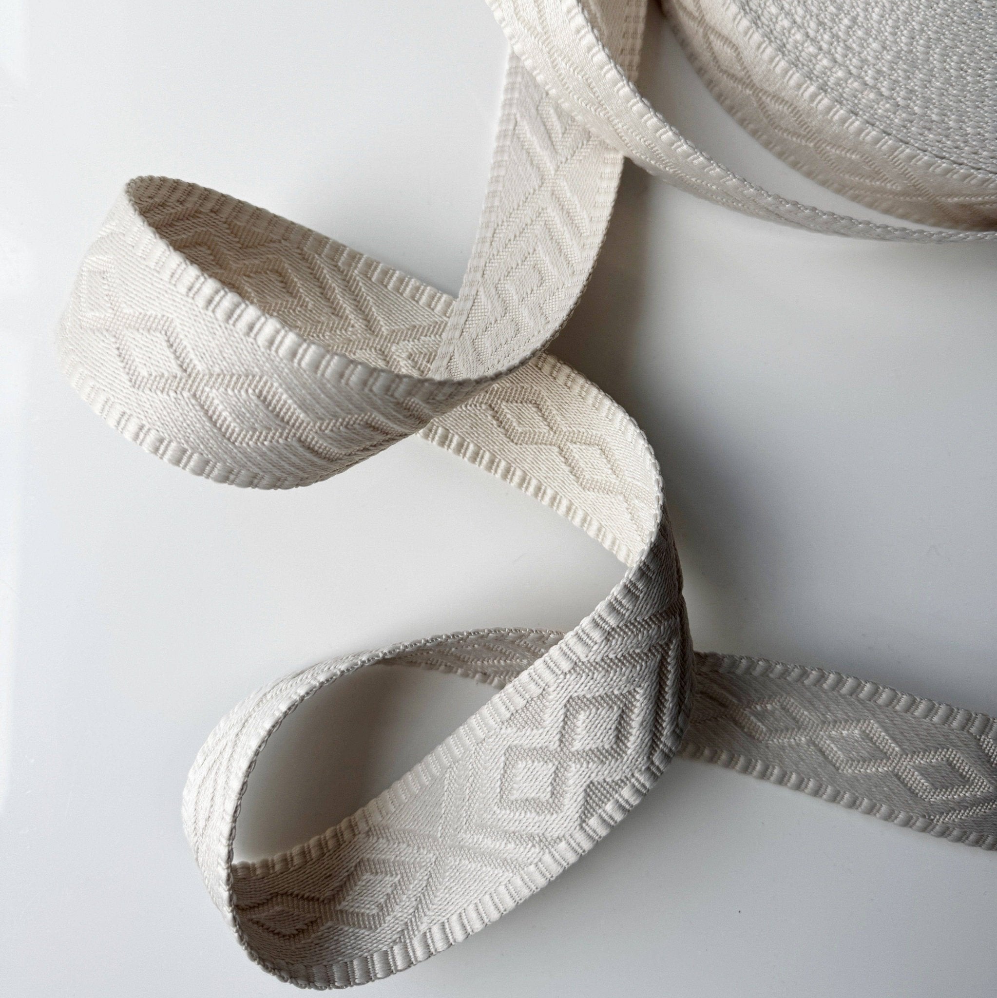 Champagne Jacquard Webbing 1.5" Seatbelt Strap Material - Boho Fabrics - Bag Making Supplies