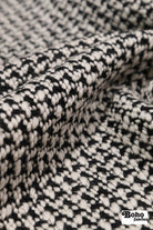 Chanel Style, Black/Ivory Novelty Print Italian Wool Coating Fabric - Boho Fabrics - Wool Coating, Woven