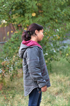 Charcoal & Maroon Herringbone, Suiting Fabric - Boho Fabrics - Suiting, Woven Fabric