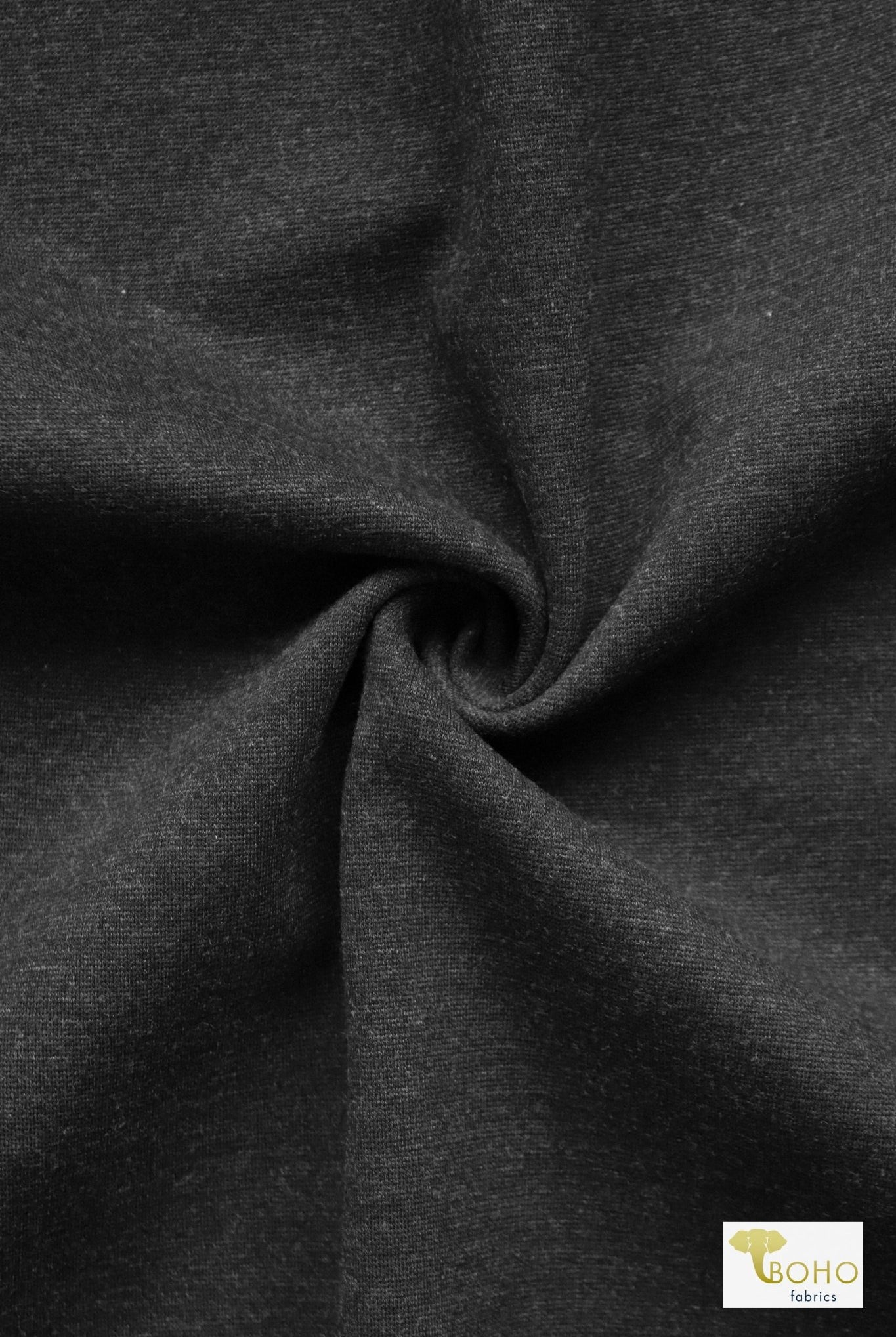 Charcoal, Ponte Solid Knit Fabric - Boho Fabrics