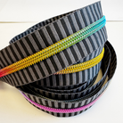 Charcoal Striped Jacquard Zipper Tape 5 Nylon 3 Yards - Boho Fabrics - Zippers