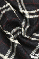 Charcoal Syrah Tartan Plaid Wool Woven Fabric - Boho Fabrics - Wool Coating, Woven