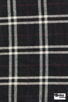 Charcoal Syrah Tartan Plaid Wool Woven Fabric - Boho Fabrics - Wool Coating, Woven