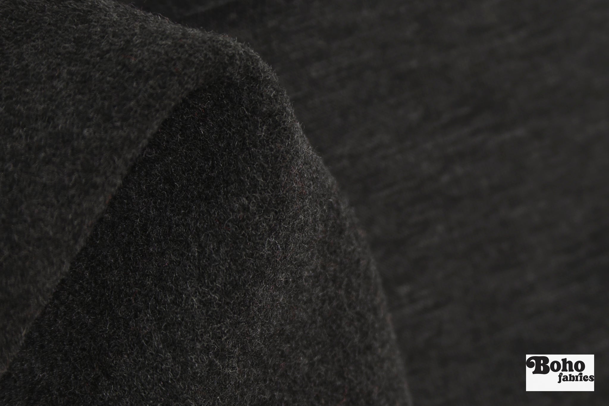 Charcoal Wool Knit Fabric - Boho Fabrics - Wool Knit