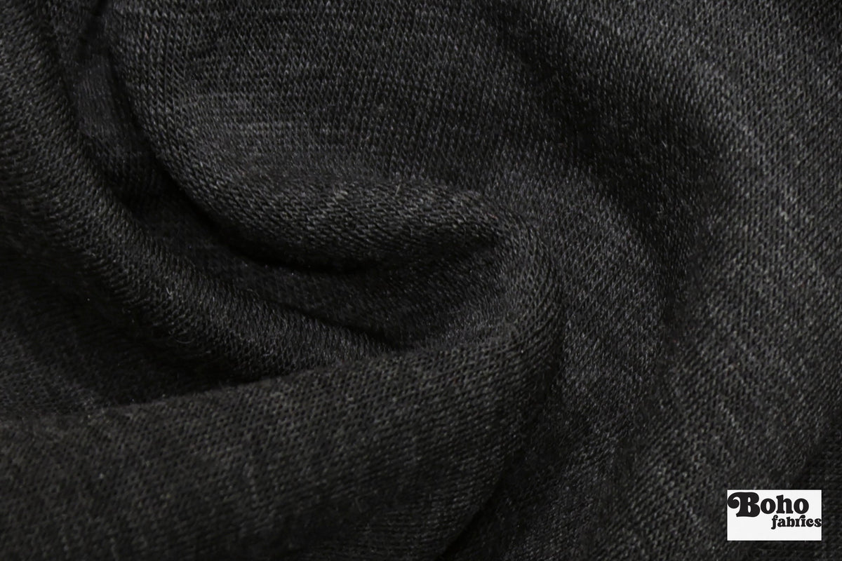 Charcoal Wool Knit Fabric - Boho Fabrics - Wool Knit