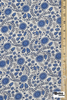 Charming Blue Botanical Silk Fabric Pre - Cuts - Boho Fabrics - Woven Fabric