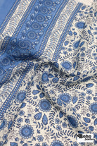 Charming Blue Botanical Silk Fabric Pre - Cuts - Boho Fabrics - Woven Fabric