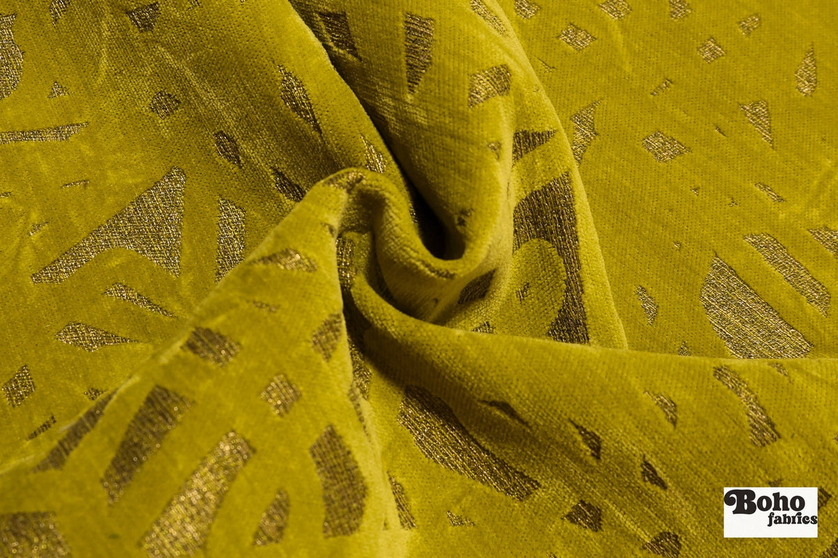 Chartreuse & Metallic Abstract Upholstery Woven Fabric - Boho Fabrics - Home Dec. & Upholstery Fabric