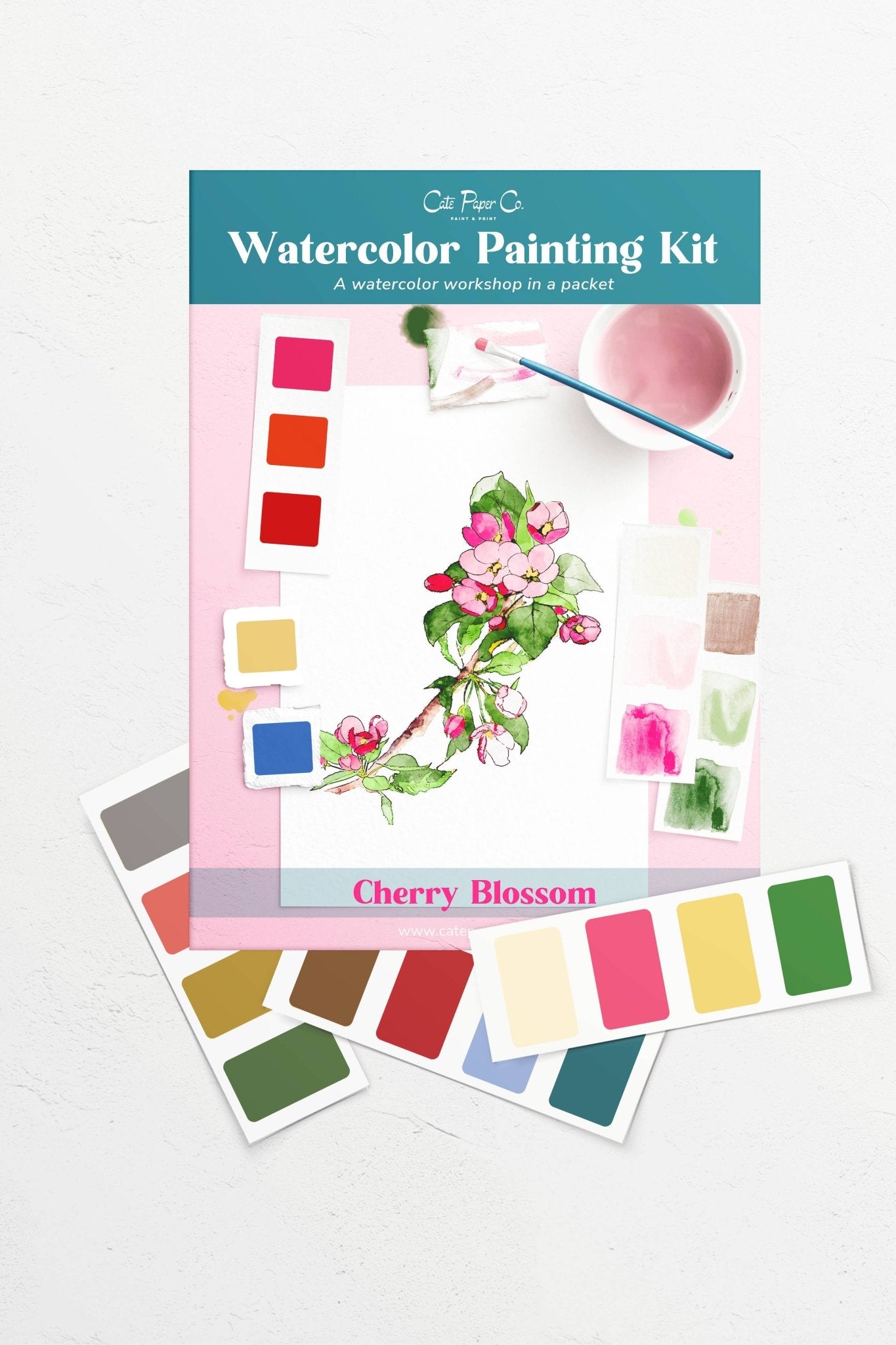 Cherry Blossoms watercolor painting kit - Boho Fabrics - Painting Kits & Supplies