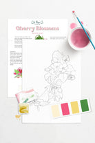 Cherry Blossoms watercolor painting kit - Boho Fabrics - Painting Kits & Supplies