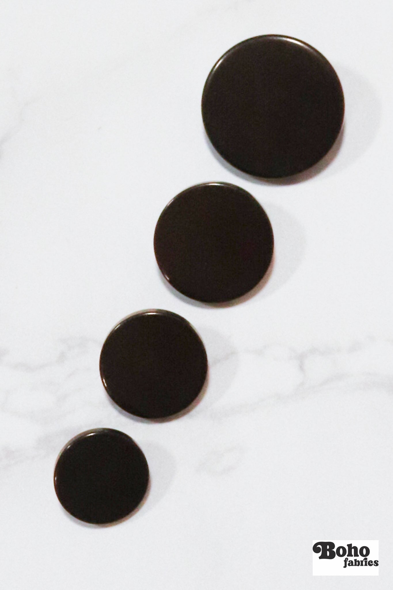 Chocolate Brown, Mod Gambit, Shank Button. Available in 15mm, 18mm, 20mm, 25mm - Boho Fabrics - Buttons & Snaps
