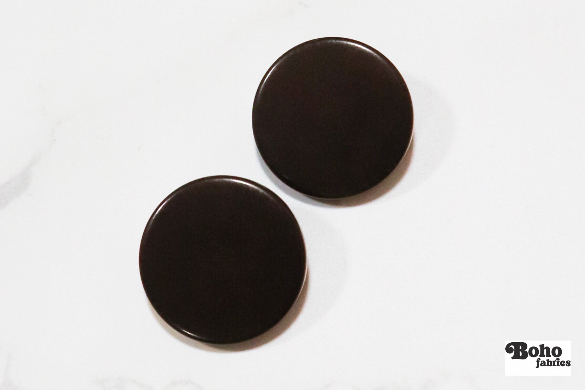 Chocolate Brown, Mod Gambit, Shank Button. Available in 15mm, 18mm, 20mm, 25mm - Boho Fabrics - Buttons & Snaps