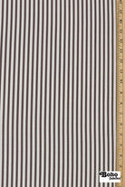 Chocolate Brown & White, 1/4" Narrow Striped Linen-Look Woven Fabric - Boho Fabrics - Home Dec. & Upholstery Fabric