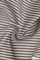 Chocolate Brown & White, 1/4" Narrow Striped Linen-Look Woven Fabric - Boho Fabrics - Home Dec. & Upholstery Fabric