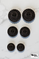 Chocolate Letty Vintage Floral Two Hole Button. Available in 15mm, 20mm, 25mm - Boho Fabrics - Buttons & Snaps