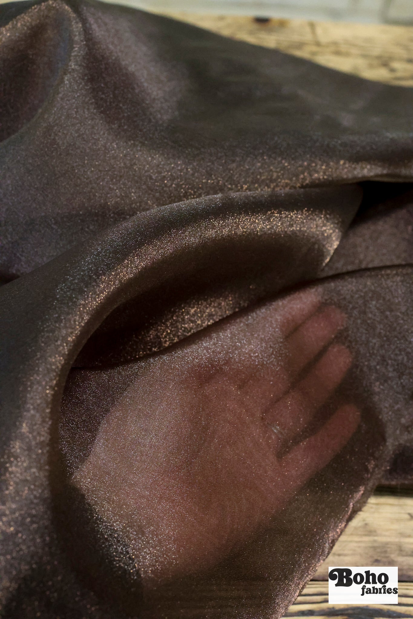 Chocolate Mousse, Organza Shimmer, Woven Fabric - Boho Fabrics - Organza, Woven Fabric