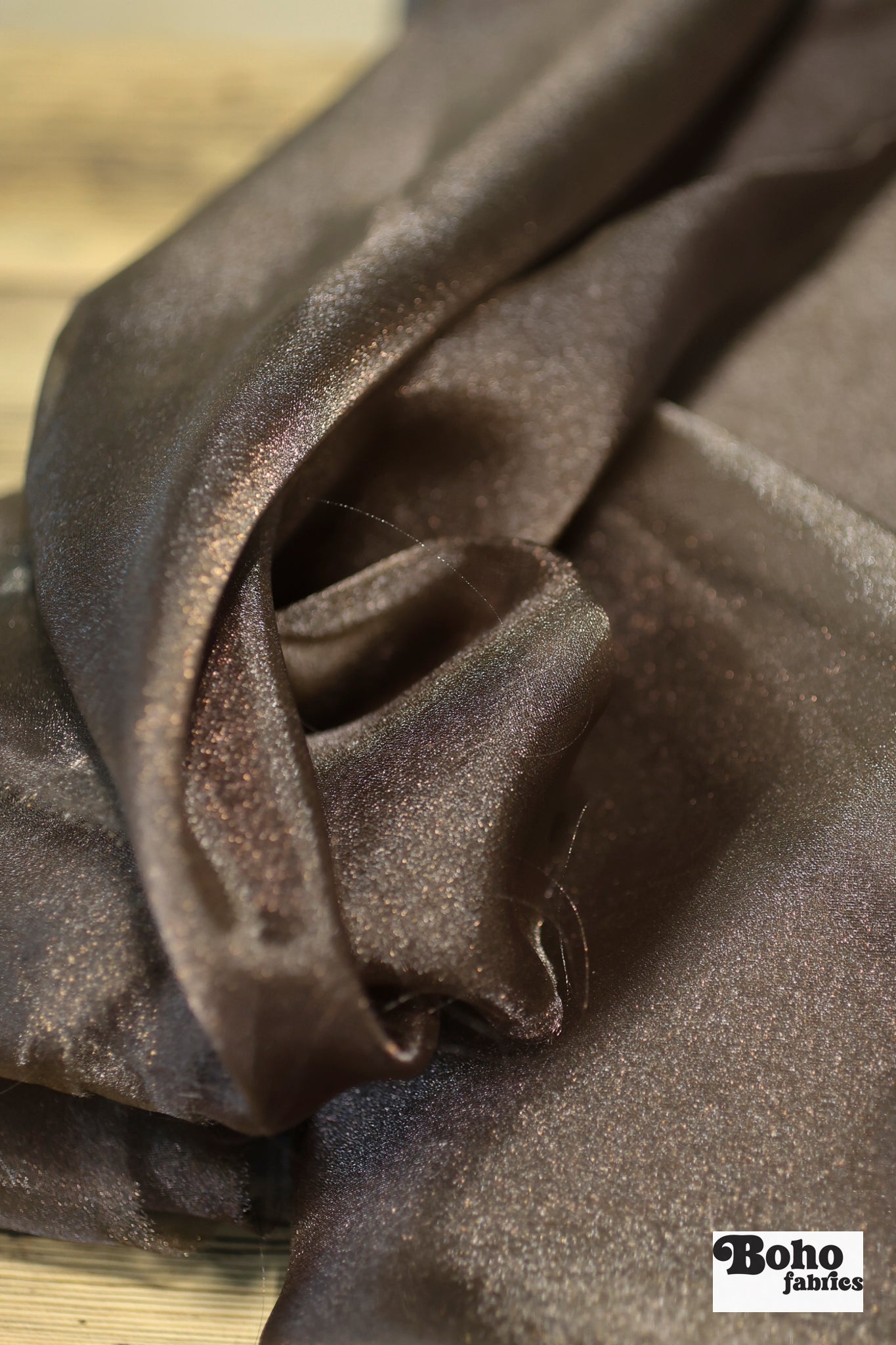 Chocolate Mousse, Organza Shimmer, Woven Fabric - Boho Fabrics - Organza, Woven Fabric