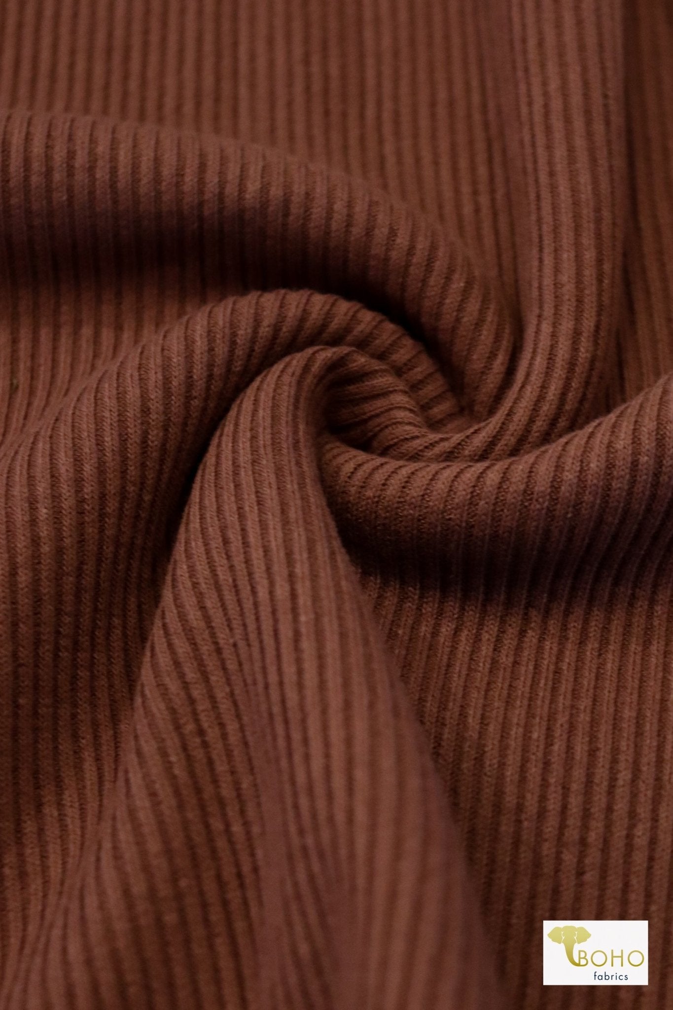 Chocolate Truffle Brown, Rib Knit - Boho Fabrics