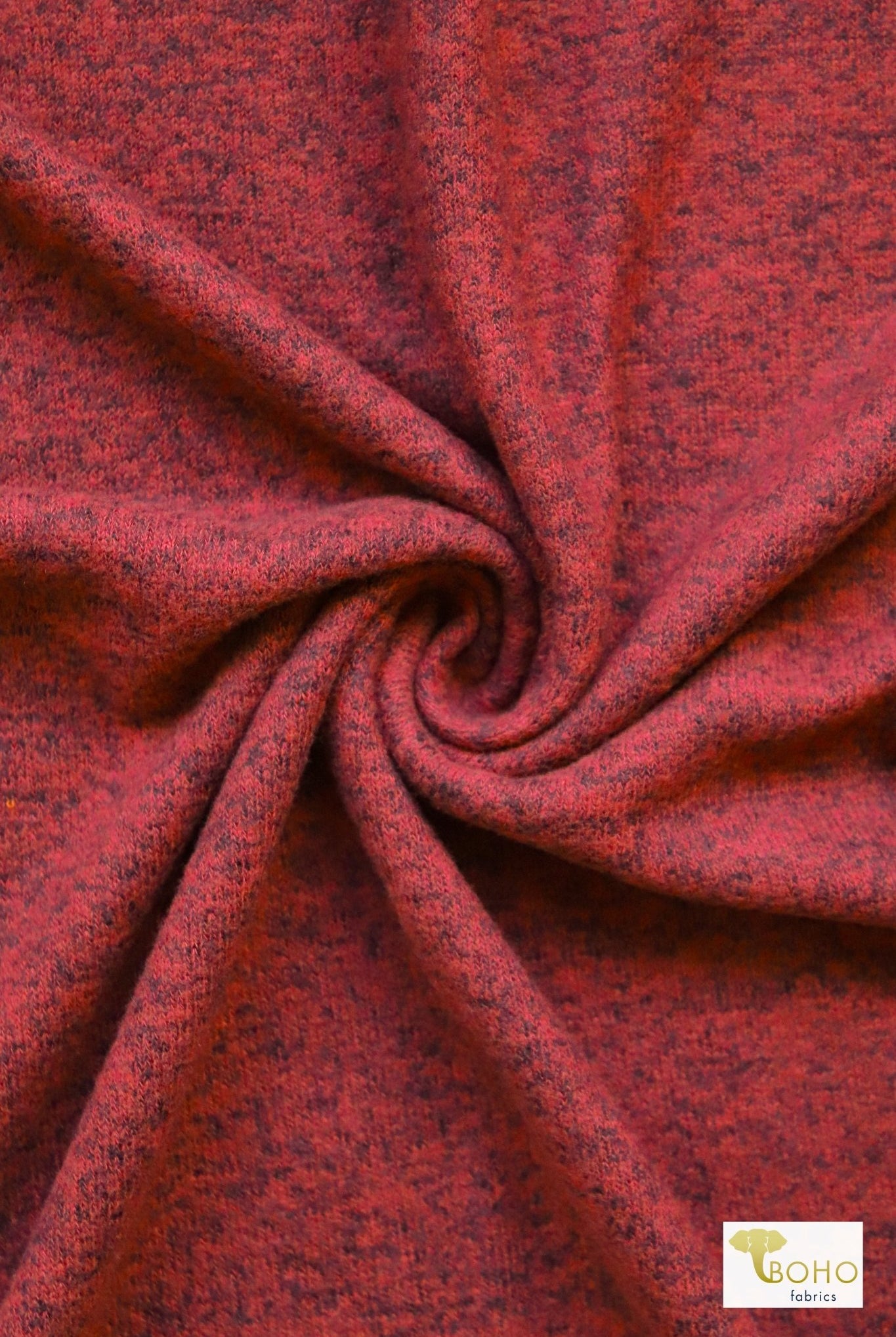 Cinnamon Stick Red, Brushed Sweater Solid Knit Fabric - Boho Fabrics