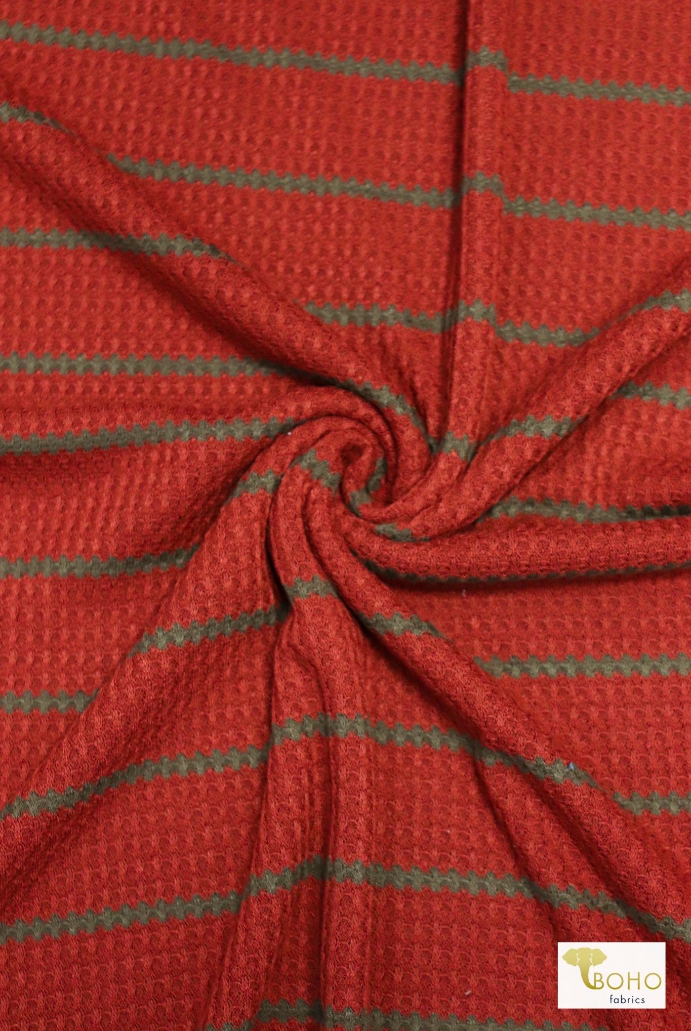 Cinnamon Stripes, Waffle Knit - Boho Fabrics