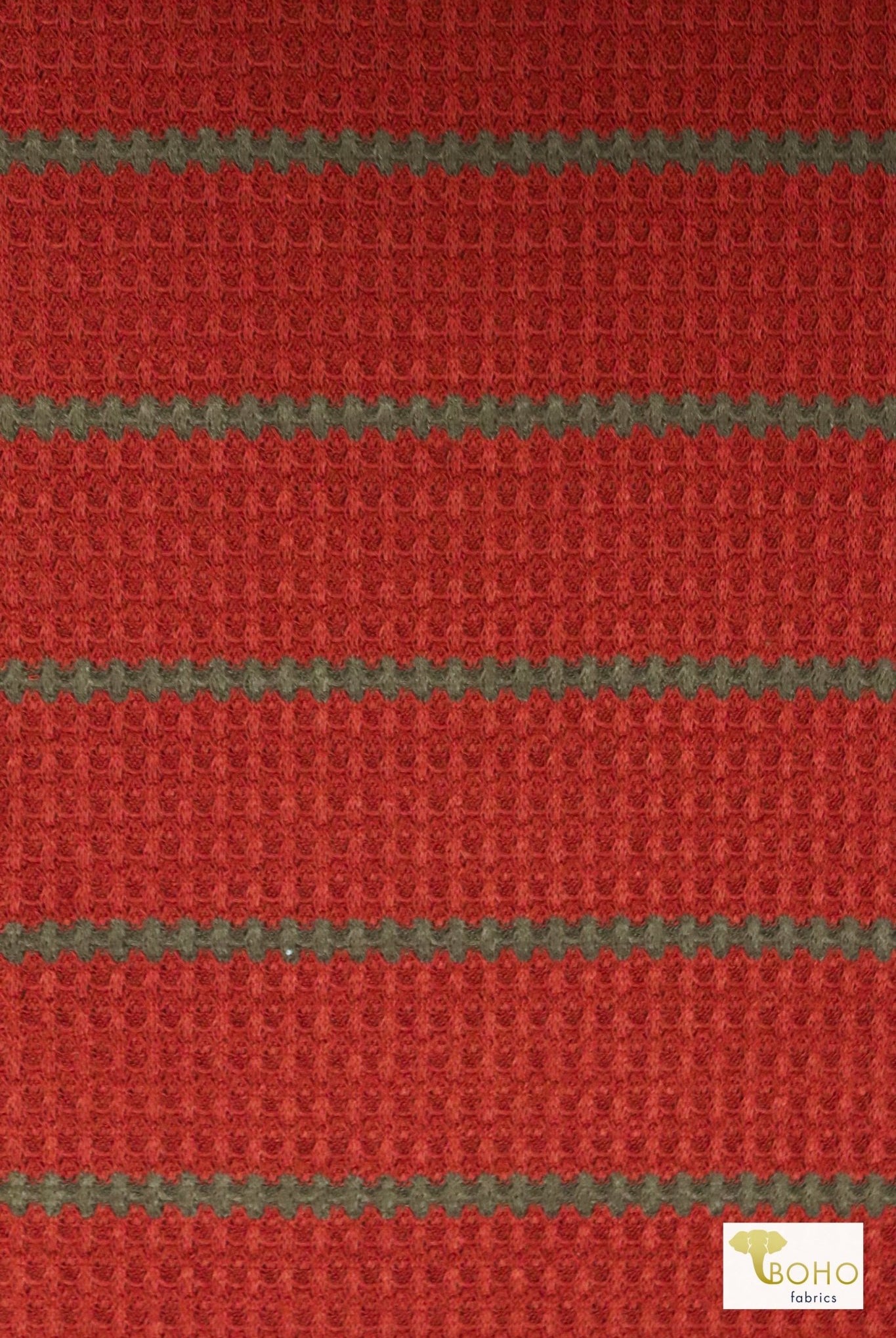 Cinnamon Stripes, Waffle Knit - Boho Fabrics
