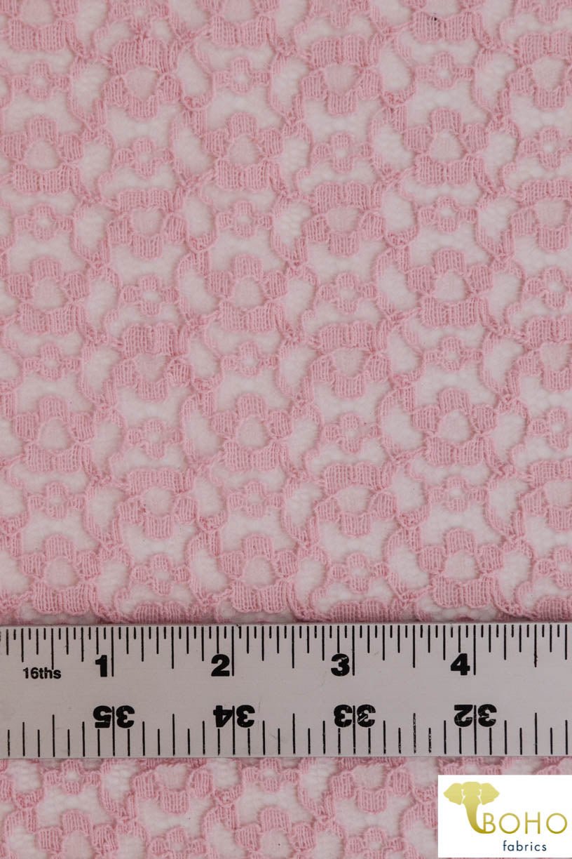 Circle Daisies in Spring Pink. Cotton Lace Woven Fabric. WV-148 - Boho Fabrics
