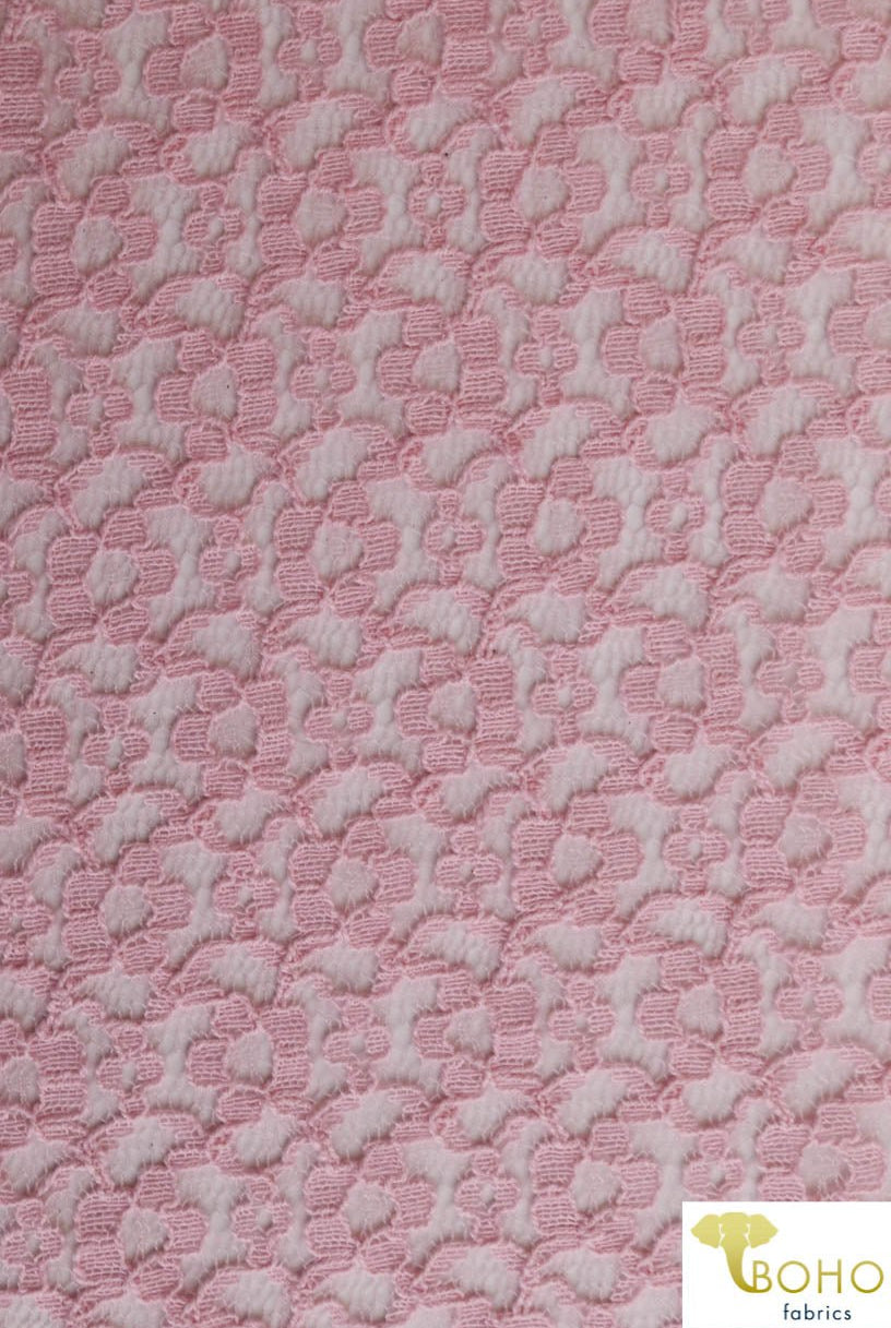 Circle Daisies in Spring Pink. Cotton Lace Woven Fabric. WV-148 - Boho Fabrics