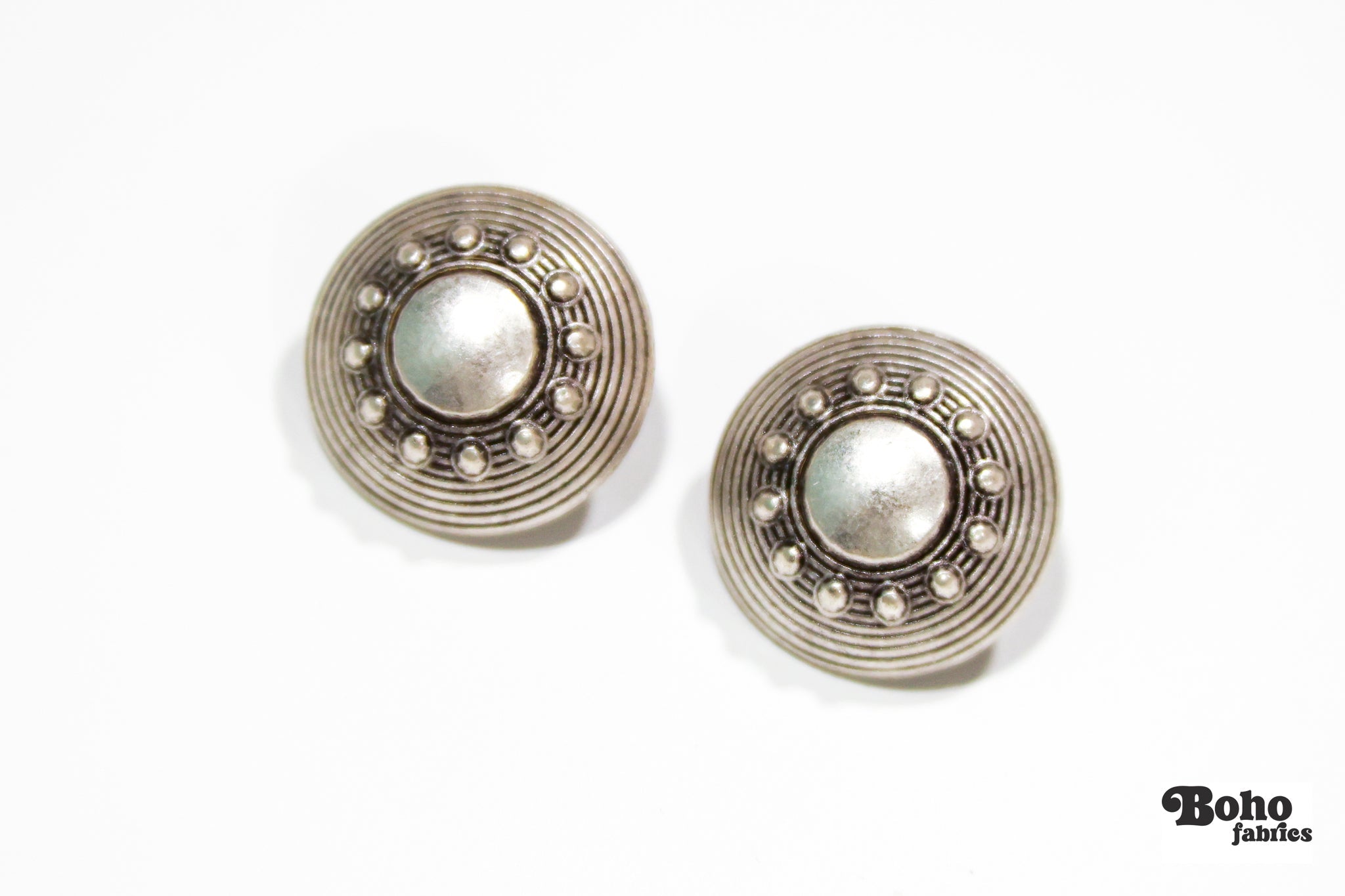 Circle Dot Dome Metal Shank Buttons. 24L (15mm / 5/8"), 36L (23mm / 7/8") - Boho Fabrics - Buttons & Snaps
