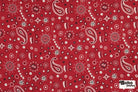 Classic Red, Black, and White Bandana Paisley Rayon Challis Woven Fabric - Boho Fabrics - Crepe, Woven
