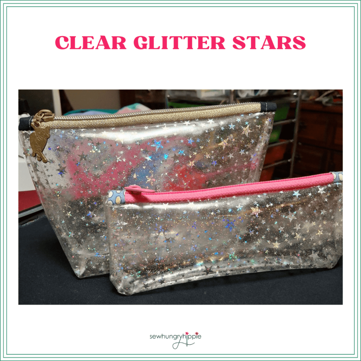 Clear Glitter Stars Vinyl 18" x 56" - Boho Fabrics - Vinyl Fabric