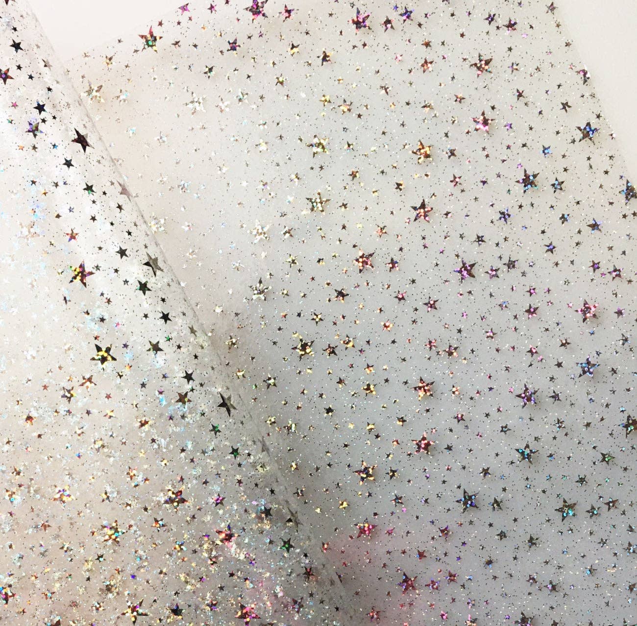 Clear Glitter Stars Vinyl 18" x 56" - Boho Fabrics - Vinyl Fabric